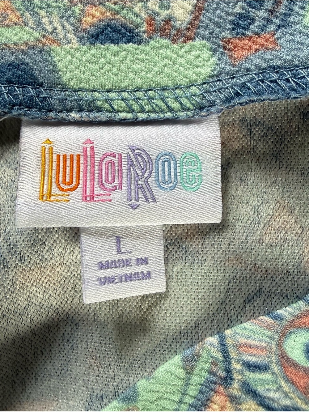 LuLaRoe women’s Blue Multi-Color Floral Mosaic Cassie Pencil Skirt size large - Picture 3 of 6